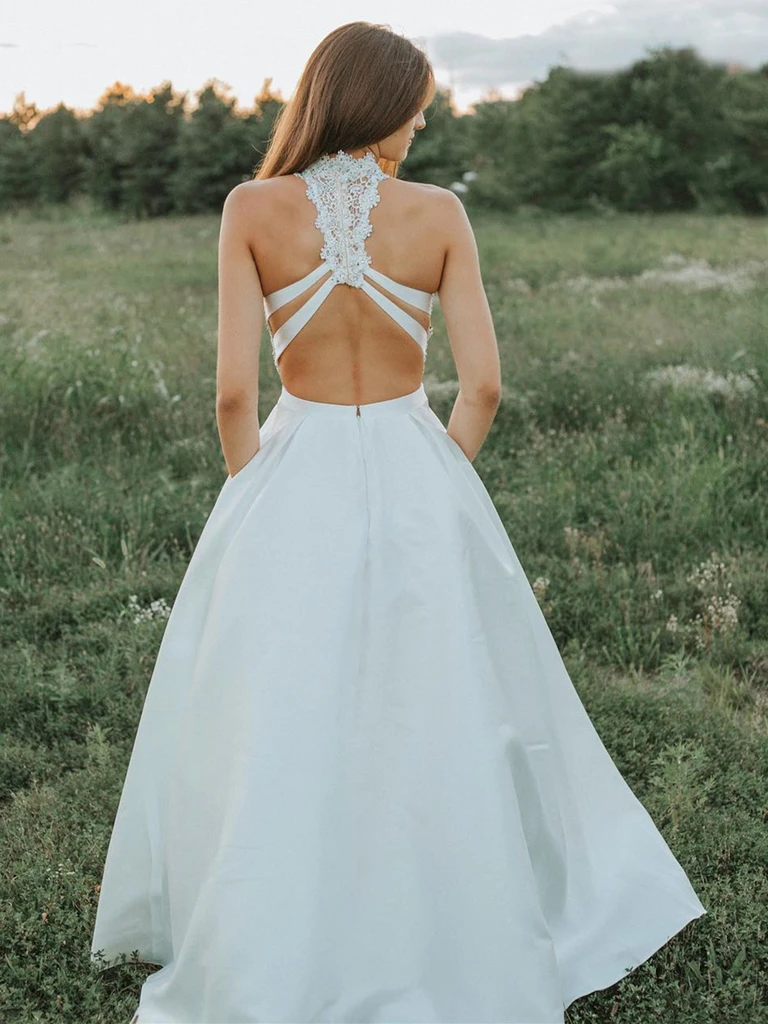 White Lace Two Pieces Prom Dresses, 2 Pieces White Lace Formal Evening morievent White Lace Two Pieces Prom Dresses, 2 Pieces White Lace Formal Evening morievent