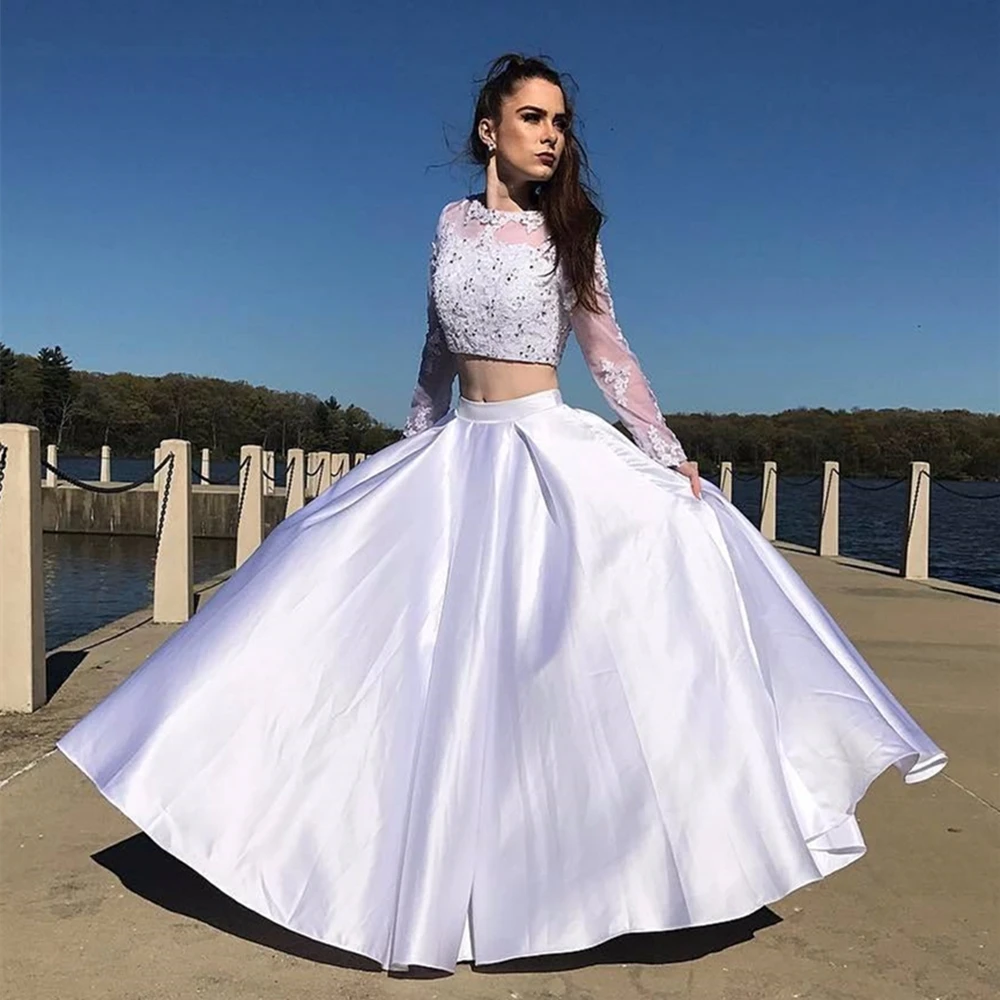 Two piece sales long homecoming dresses