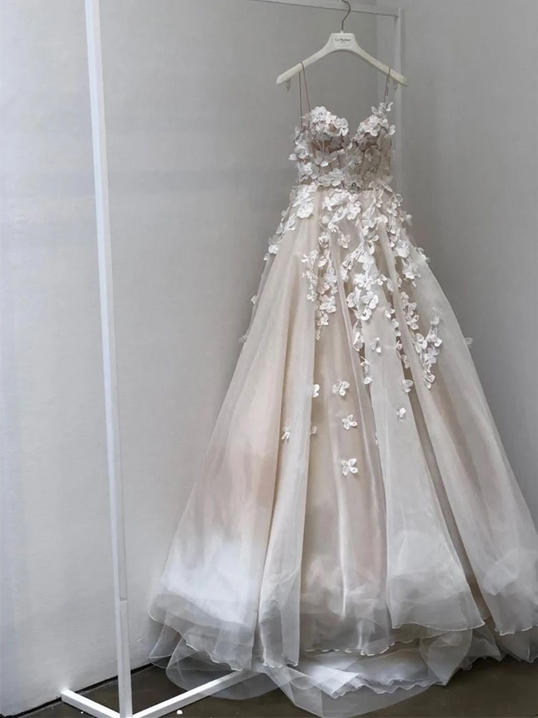 Cute V Neck Gray Tulle Applique Long Ball Gown Evening Dresses, Grey Tulle Applique Long Prom Dresses Cute V Neck Gray Tulle Applique Long Ball Gown Evening Dresses, Grey Tulle Applique Long Prom Dresses