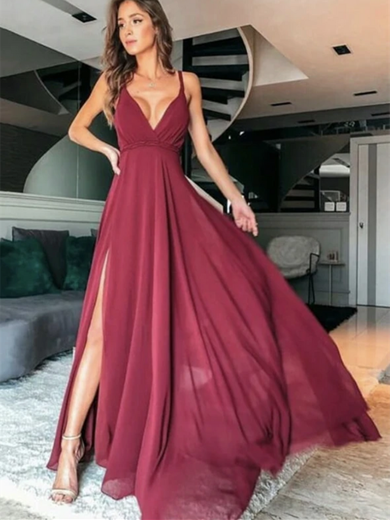 Simple A Line V Neck Burgundy Long Prom Dresses Burgundy Formal Eveni morievent Simple A Line V Neck Burgundy Long Prom Dresses Burgundy Formal Eveni morievent