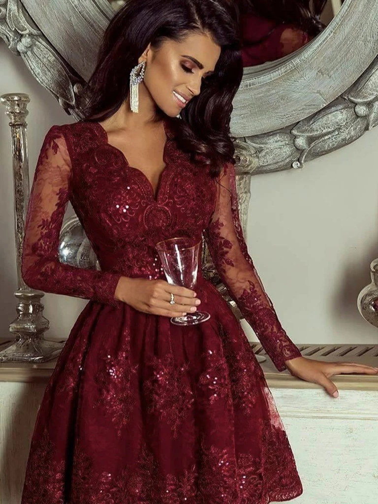 Short prom dresses hotsell with long sleeves