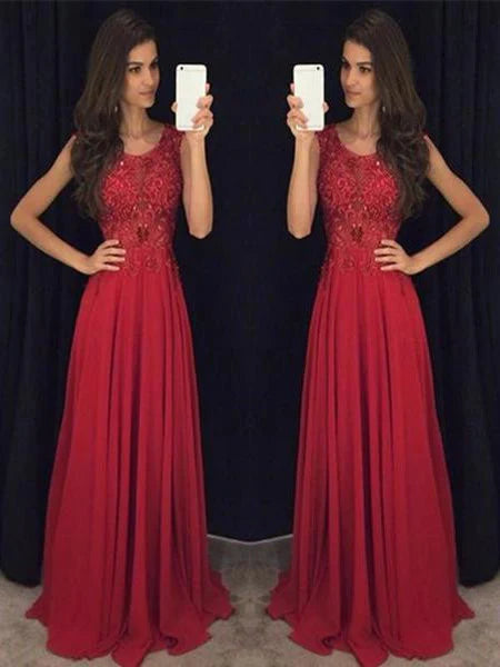 Custom Made Round Neck Long Lace Prom Dresses, Lace Formal Dresses, Evening Dresses
