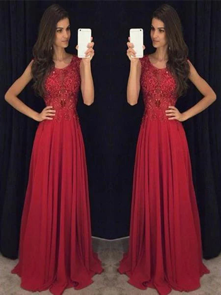 Custom Made Round Neck Long Lace Prom Dresses, Lace Formal Dresses, Evening Dresses