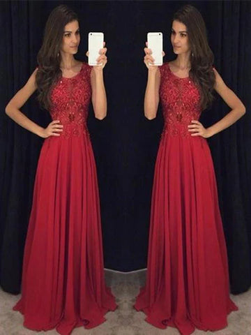 Custom Made Round Neck Long Lace Prom Dresses, Lace Formal Dresses, Evening Dresses