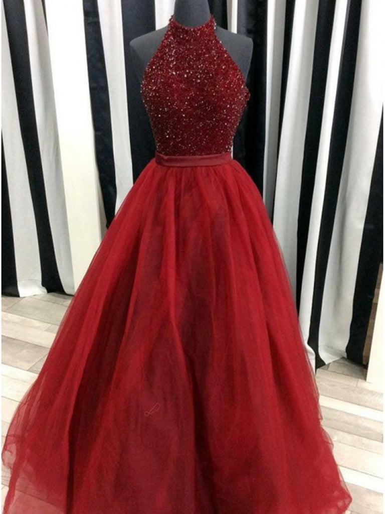 Burgundy beaded tulle long prom dress, Burgundy beaded formal evening morievent Burgundy beaded tulle long prom dress, Burgundy beaded formal evening morievent
