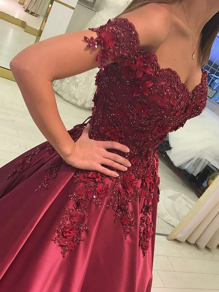Ball Gown Off-the-Shoulder Floor-Length Burgundy Prom Dresses, Ball Go morievent Ball Gown Off-the-Shoulder Floor-Length Burgundy Prom Dresses, Ball Go morievent
