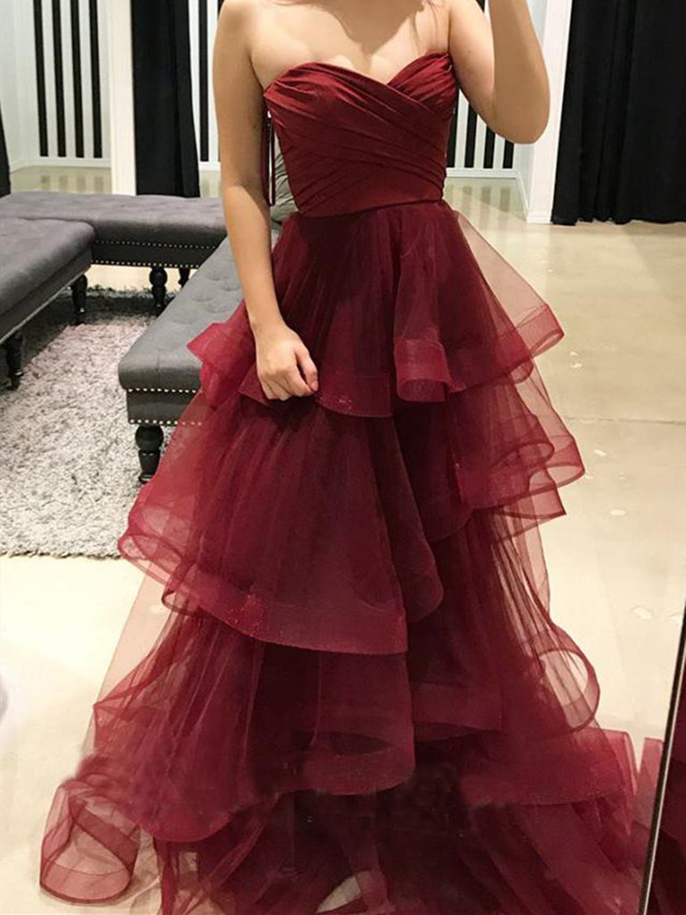 Maroon Puffy Homecoming Dress Burgundy Satin Long Prom Dress, A-Line Puff Sleeves Evening Dress Maroon Puffy Homecoming Dress Burgundy Satin Long Prom Dress, A-Line Puff Sleeves Evening Dress