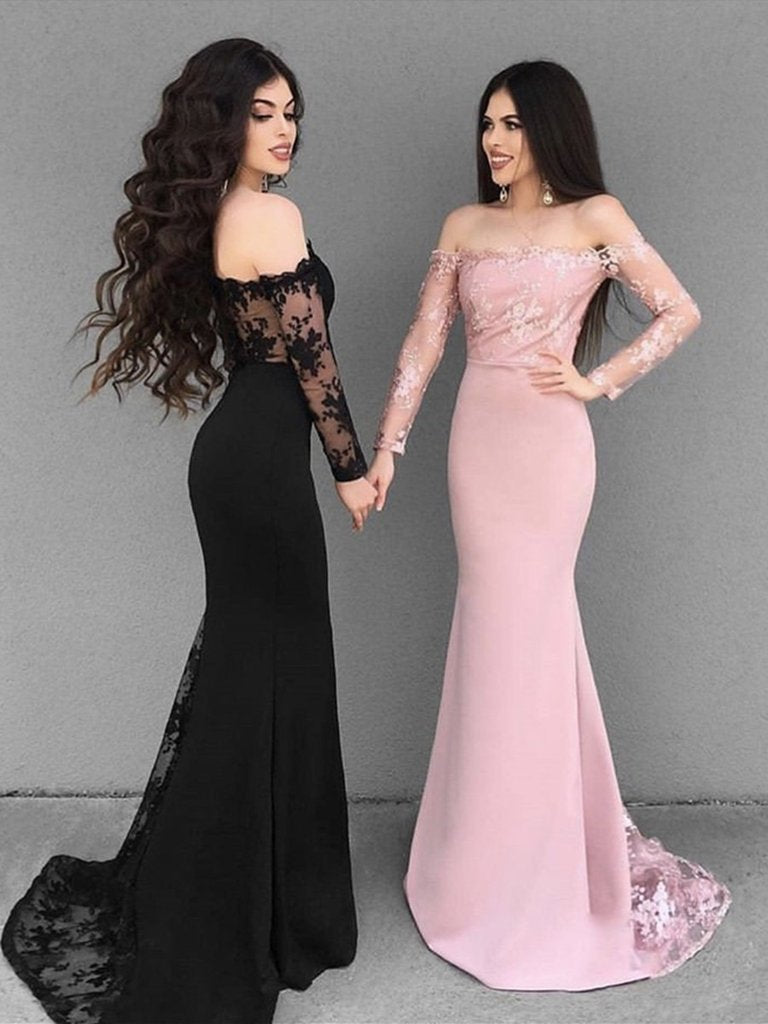 pink prom dress with black lace Straps Black Mesh Cutout Sequined Layered Long Prom Dress, Champagne / 0