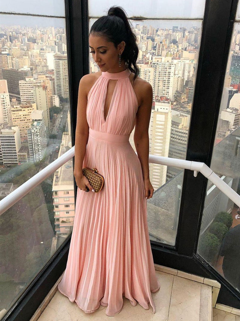 Pink chiffon long prom dress,Pink chiffon long formal evening dress morievent Pink chiffon long prom dress,Pink chiffon long formal evening dress morievent