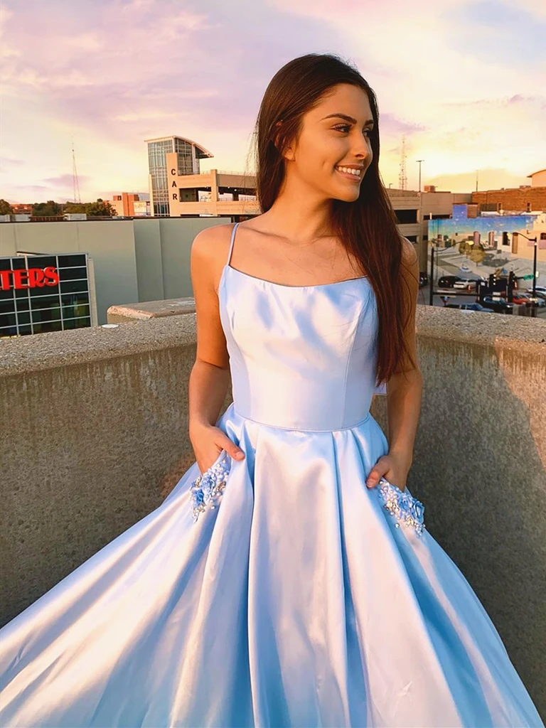 Light blue beaded prom dress online