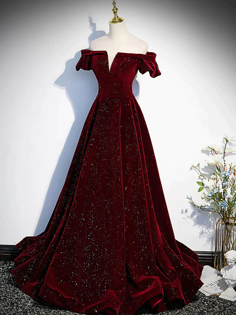burgundy long homecoming dresses Burgundy Long Prom Evening Party Formal Dress Satin