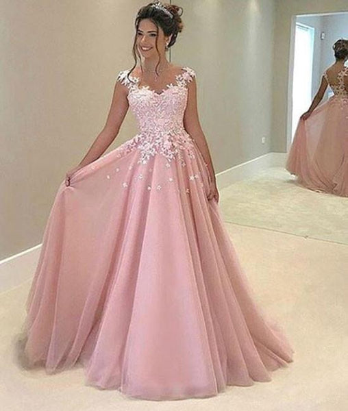 Open Back Pink Lace Prom Dress, Pink Open Back Lace Formal Dress, Graduation Dress