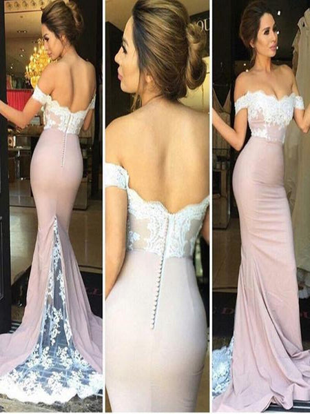 Custom Made Off Shoulder Lace Mermaid Prom Dress, Lace Mermaid Formal Dress, Bridesmaid Dress