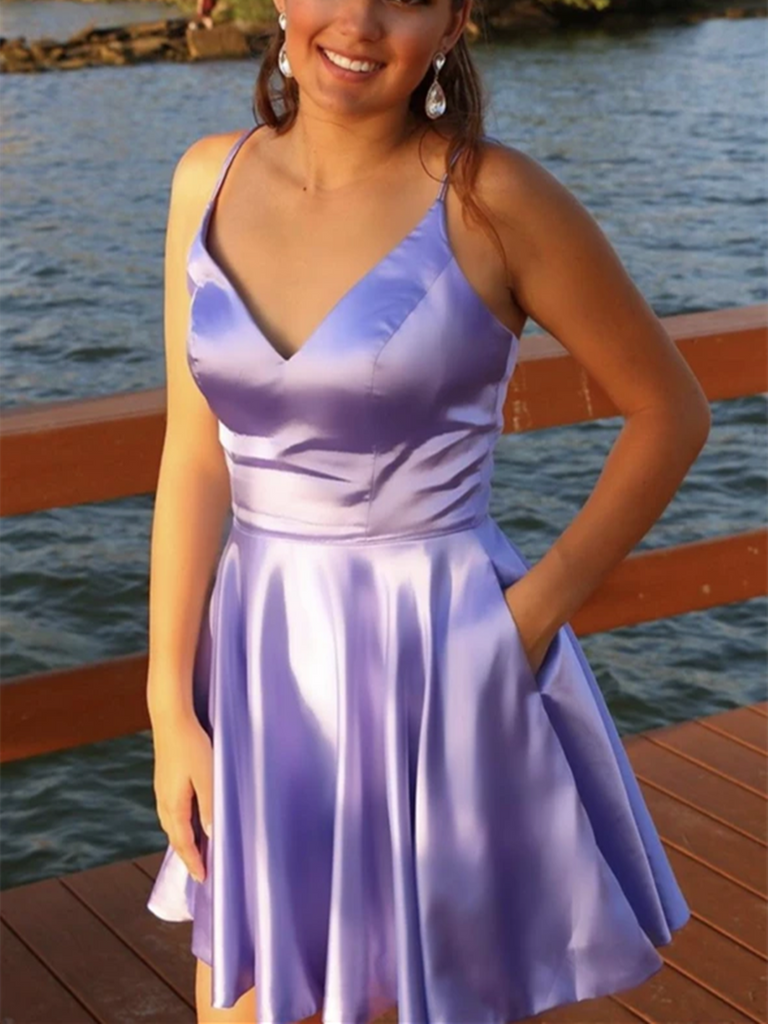 V Neck Purple Short Prom Dresses, V Neck Purple Short Formal Evening D – morievent V Neck Purple Short Prom Dresses, V Neck Purple Short Formal Evening D – morievent