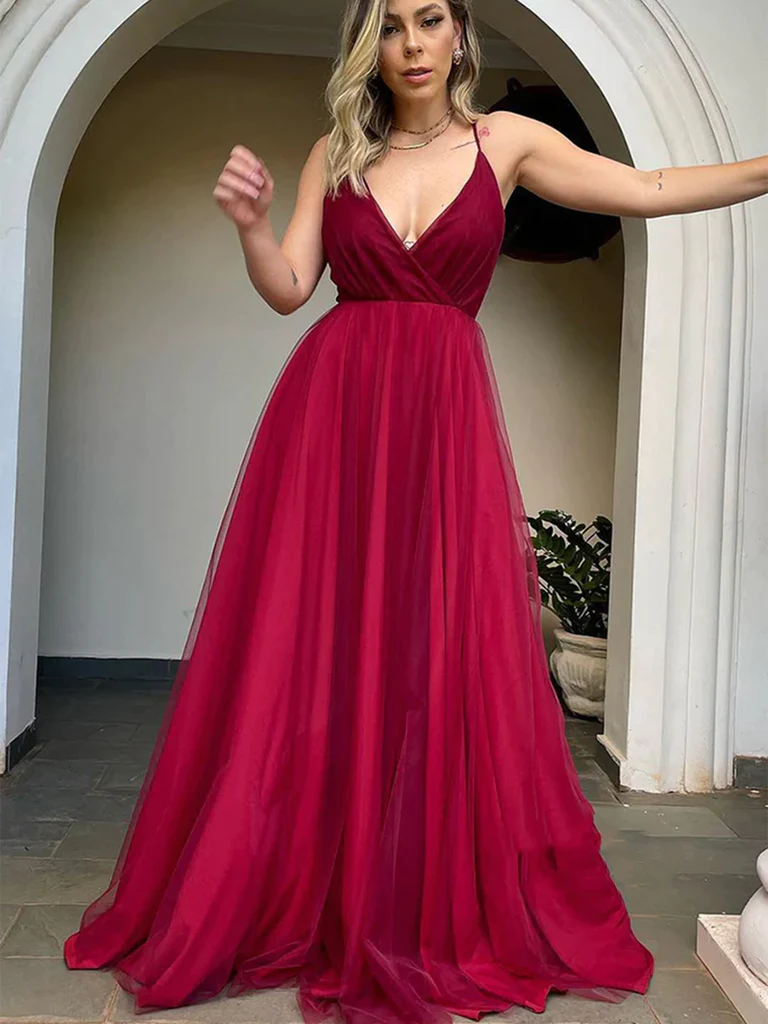 Burgundy Evening Gowns V-Neck Prom Dress, Mermaid Evening Party Gowns –  Dbrbridal