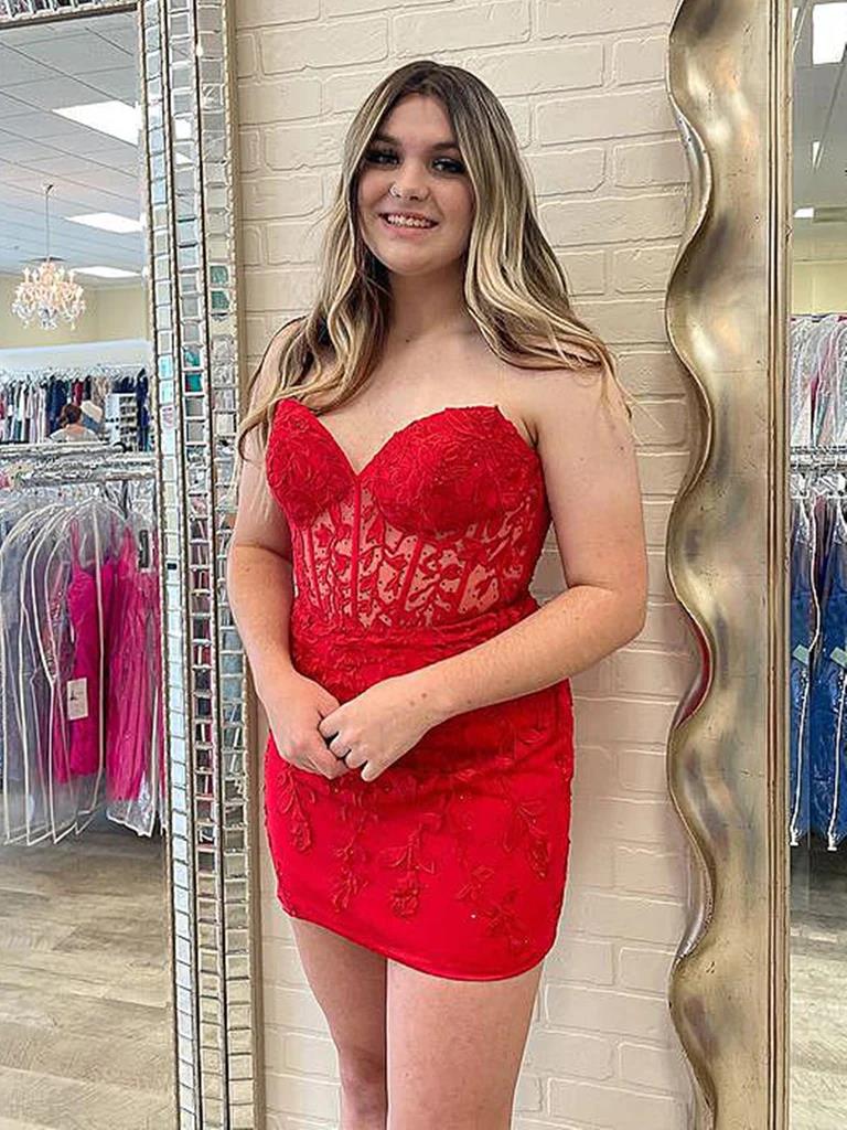 Short Red Lace Prom Dresses, Short Red Lace Formal Homecoming Dresses morievent Short Red Lace Prom Dresses, Short Red Lace Formal Homecoming Dresses morievent