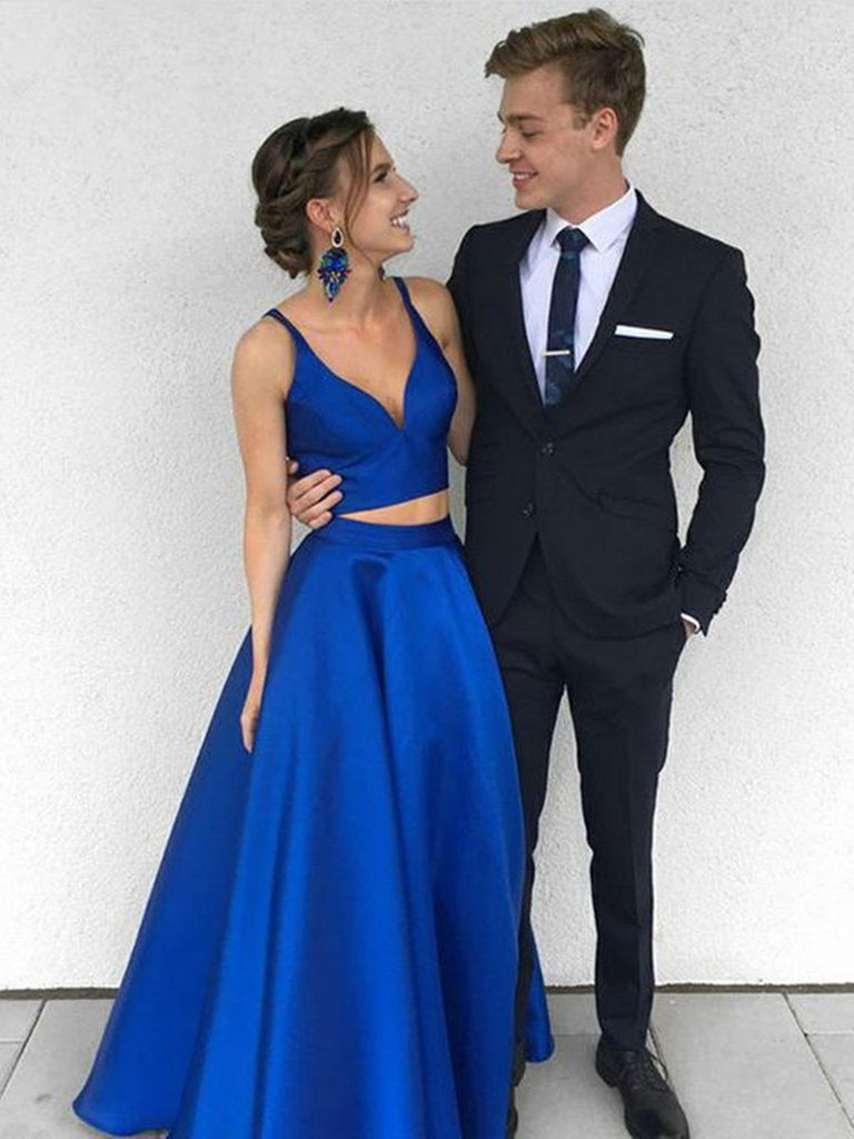 A Line Two Pieces Royal Blue Long Prom Dresses, Royal Blue Two Pieces morievent A Line Two Pieces Royal Blue Long Prom Dresses, Royal Blue Two Pieces morievent