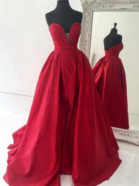 Custom Made Sweetheart Neck Backless Red Ball Gown, Red Prom Dress, Red Formal Dress