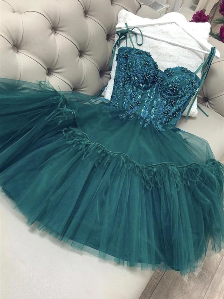 Gorgeous Beaded Green Lace Short Prom Dresses, Short Green Lace Formal – morievent
