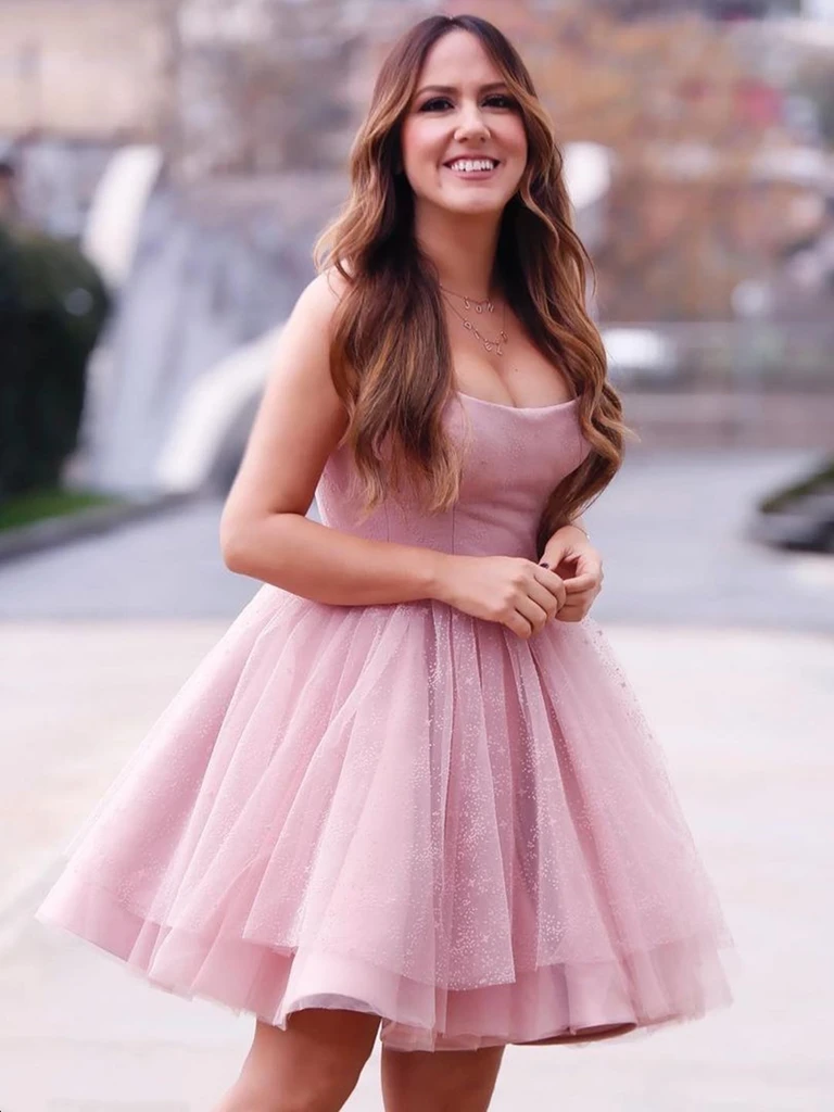 Short pink dress sales formal