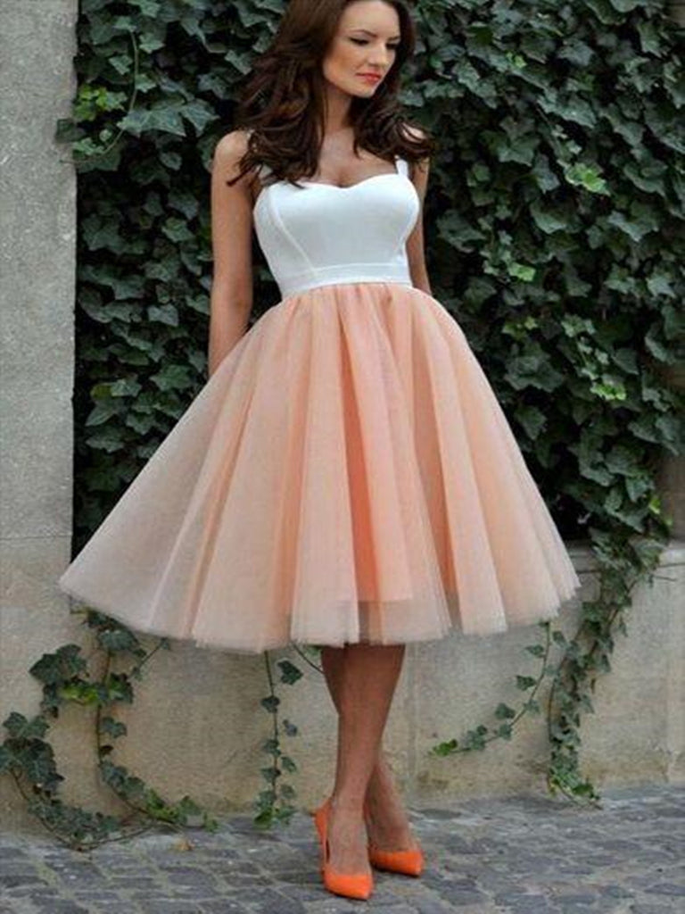 A line sweetheart neck white and blush pink short prom dress, White an morievent A line sweetheart neck white and blush pink short prom dress, White an morievent