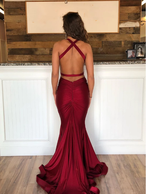 burgundy backless formal dress Newest Backless Sexy Lace Burgundy Mermaid Prom Dress | Long Formal Dress