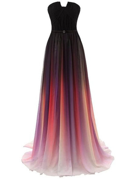 Custom Made Ombre Chiffon Long Prom Dress, Ombre Bridesmaid Dresses, Formal Dresses