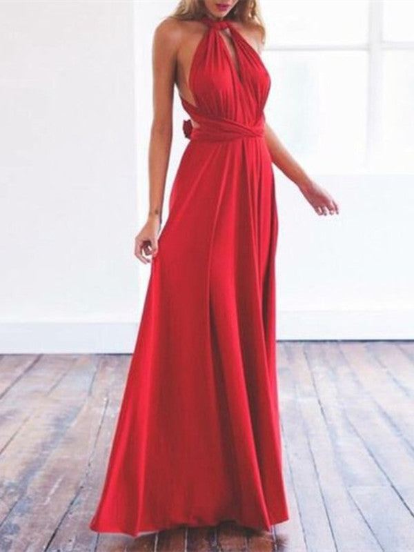 Custom Made A Line Red Long Prom Dresses, Red Formal Dresses, Red Bridesmaid Dresses