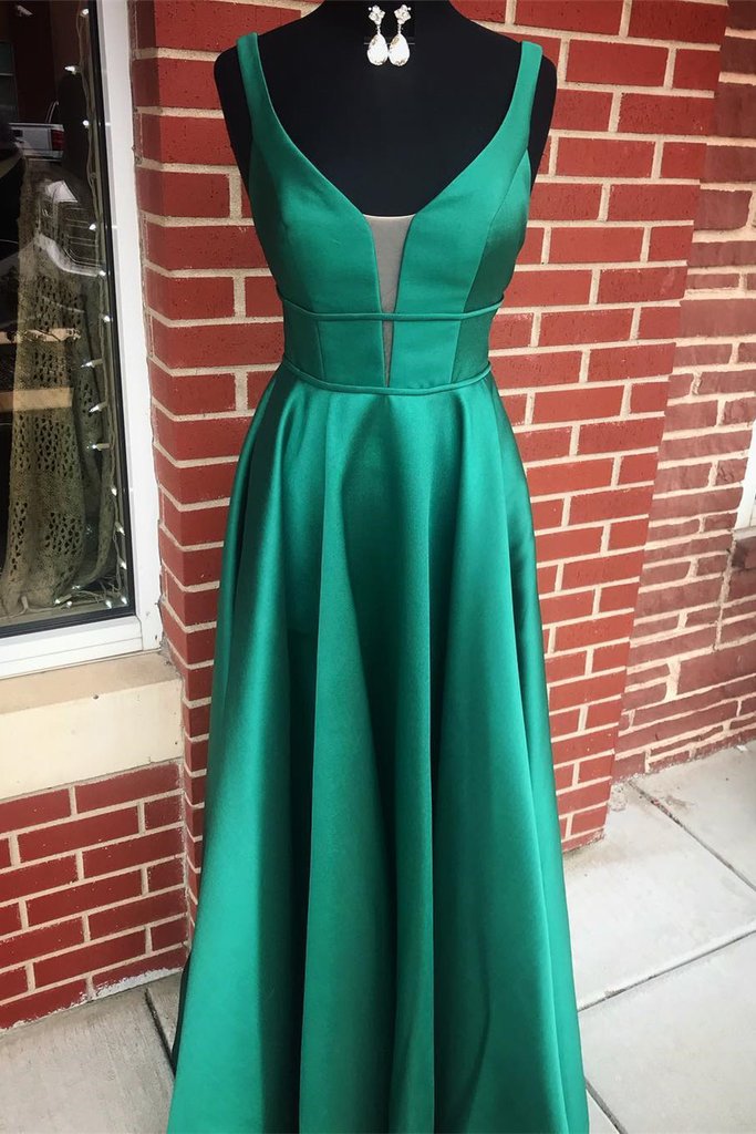V Neck Emerald Green Prom Dresses, Green Formal Graduation Evening Dre morievent V Neck Emerald Green Prom Dresses, Green Formal Graduation Evening Dre morievent