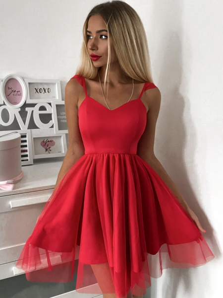 Red Short Prom Dresses,  Mini Homecoming Dresses, Mini Red Short Formal Evening Dresses