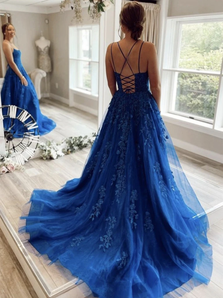 Blue backless dresses best sale