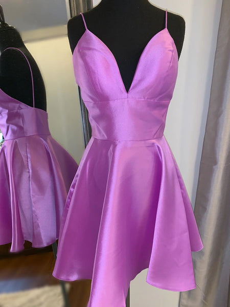Simple V Neck Short Prom Dress, Sleeveless Homecoming Dress