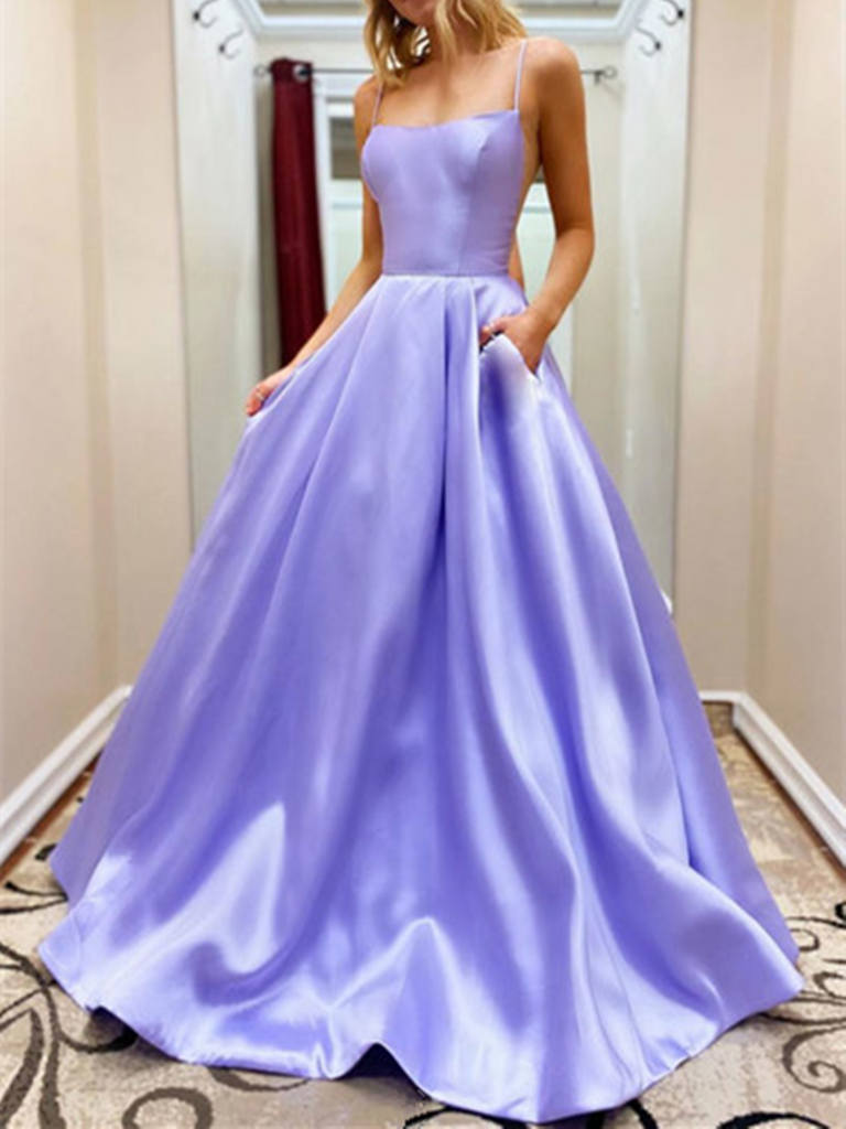 Simple A Line Purple Satin Long Prom Dresses, Long Purple Formal Eveni morievent Simple A Line Purple Satin Long Prom Dresses, Long Purple Formal Eveni morievent