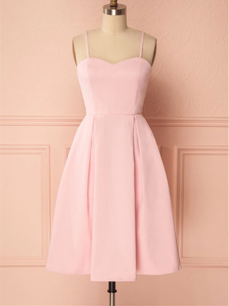 Pink Satin Short Prom Dress, Pink Homecoming Graduation Dress morievent Pink Satin Short Prom Dress, Pink Homecoming Graduation Dress morievent