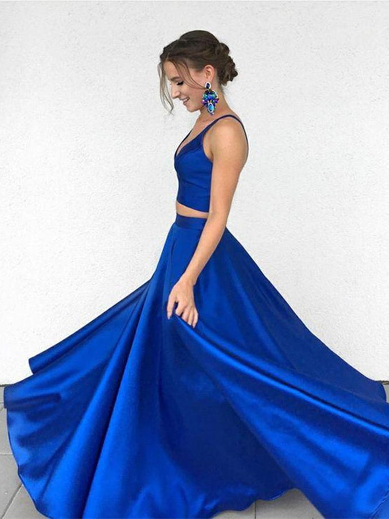 A Line Two Pieces Royal Blue Long Prom Dresses, Royal Blue Two Pieces morievent A Line Two Pieces Royal Blue Long Prom Dresses, Royal Blue Two Pieces morievent