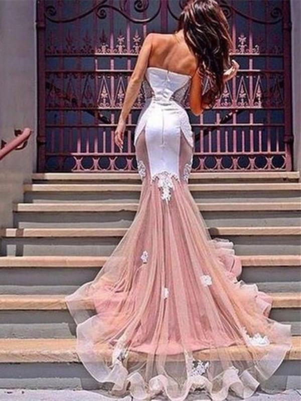 Custom Made Sweetheart Neck Mermaid Sweep Train Lace Wedding Dress, Mermaid Lace Prom Dresses