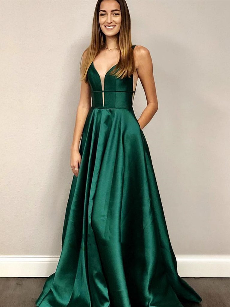 V Neck Emerald Green Prom Dresses, Green Formal Graduation Evening Dre morievent V Neck Emerald Green Prom Dresses, Green Formal Graduation Evening Dre morievent