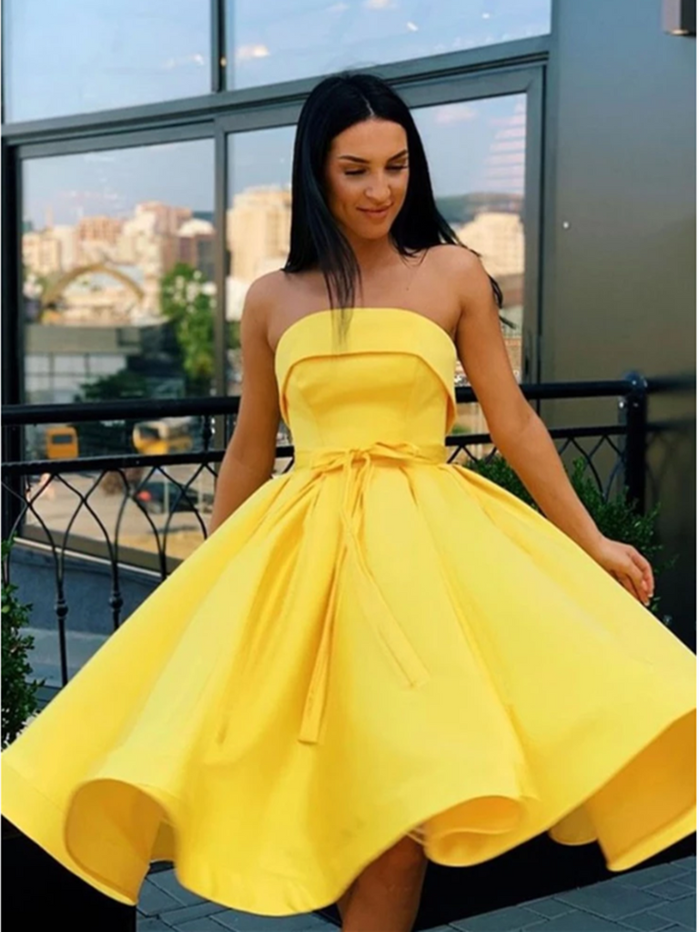 Shop short yellow prom dress Online Black Friday
