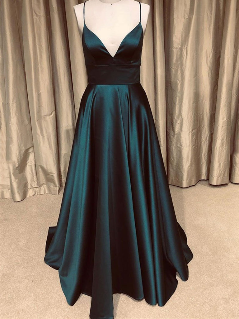 A V Neck Green Backless Long Prom Dresses, V Neck Backless Green Forma morievent A V Neck Green Backless Long Prom Dresses, V Neck Backless Green Forma morievent