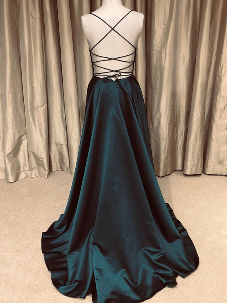dark green backless prom dress Luuvis Women Dark Green Glitter Mermaid Open Back Long Corset Beaded Prom Dress