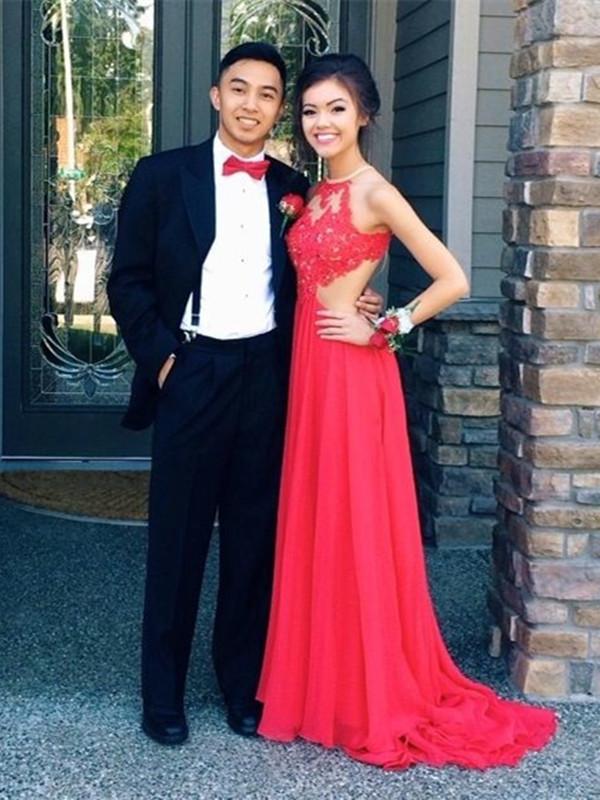 Custom Made A Line Round Neck Red Lace Prom Dresses, Red Lace Formal D morievent Custom Made A Line Round Neck Red Lace Prom Dresses, Red Lace Formal D morievent