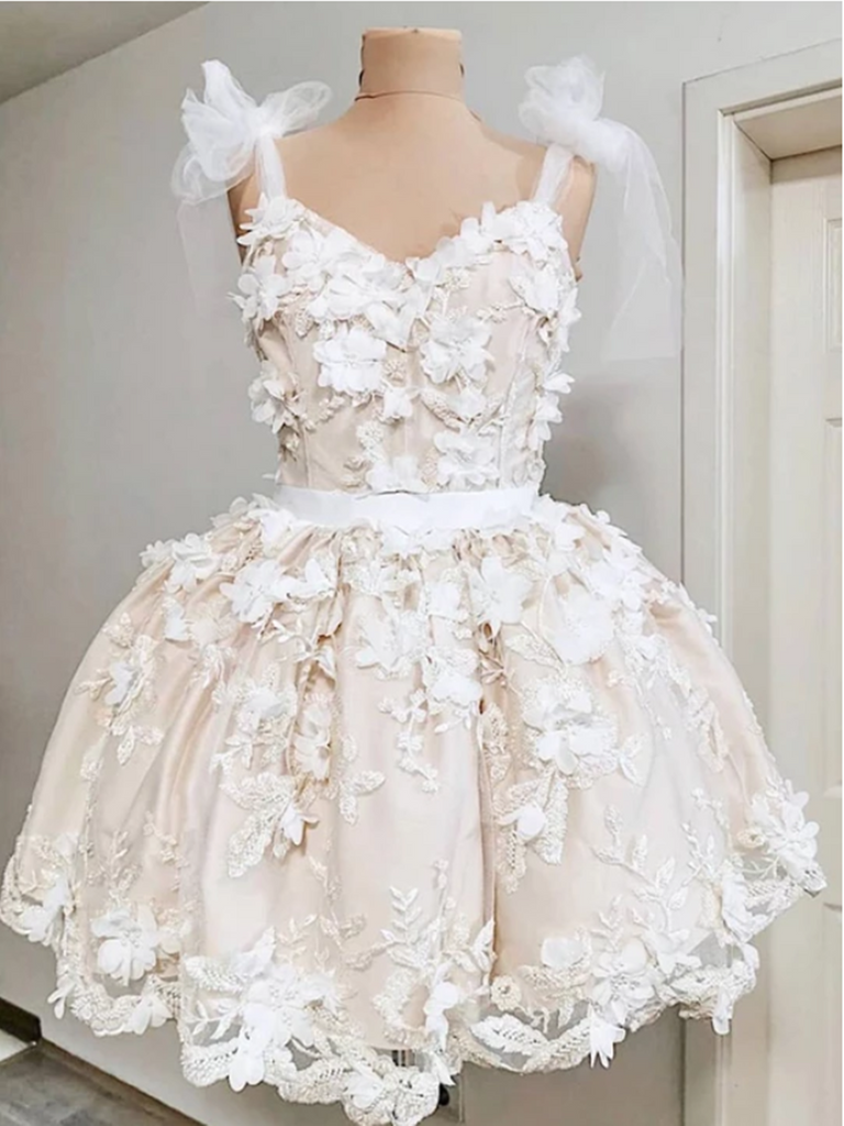 Cute Tulle Applique Short Prom Dress, Short Homecoming Dress
