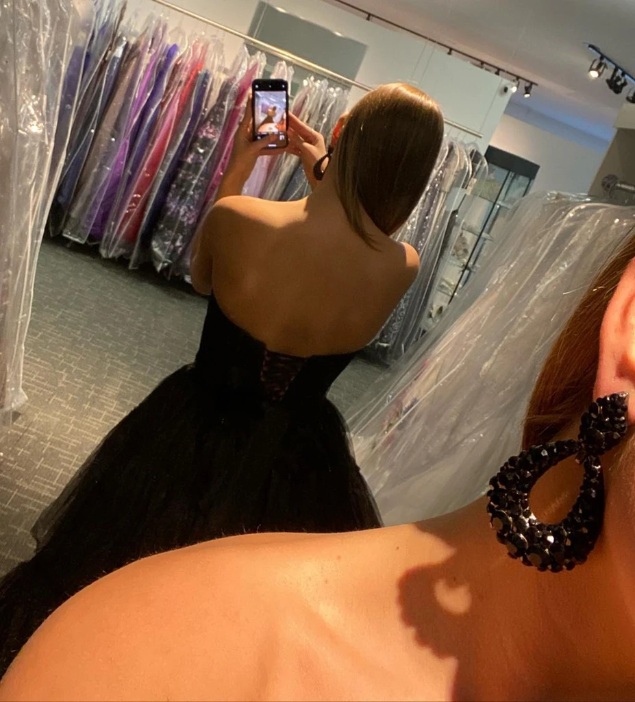 Black High Low Tulle Prom Dresses, Black Tulle High Low Formal Evening morievent Black High Low Tulle Prom Dresses, Black Tulle High Low Formal Evening morievent