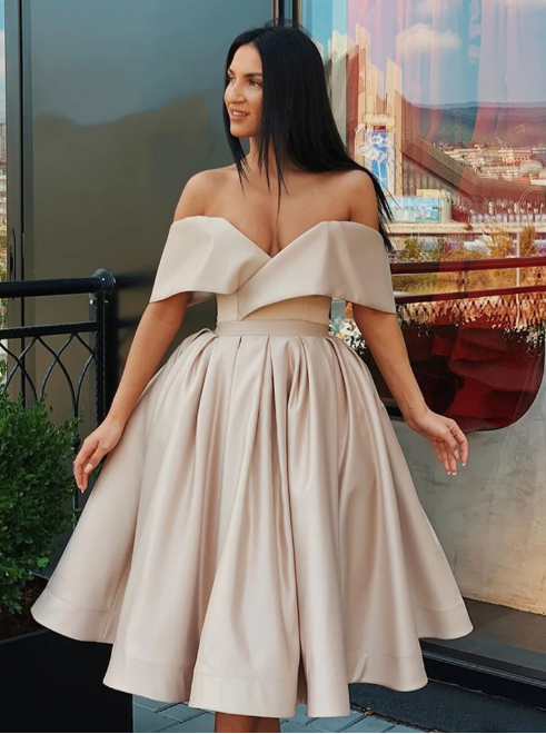 satin champagne dress short Elegant White and Champagne Strapless Short Wedding Party Dress