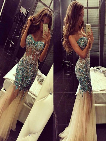 Custom Made Sweetheart Neck Mermaid Long Prom Dresses, Mermaid Floor Length Formal Dresses