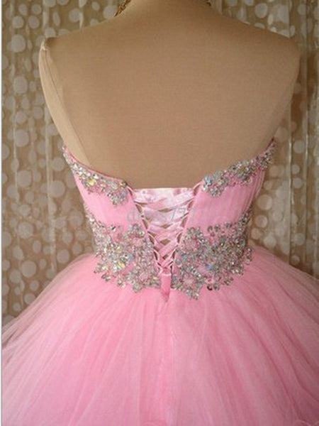 Custom Made Pink Puffy Short Prom Gown, Pink Prom Dresses, Formal Dresses, Homecoming/Graduation Dress