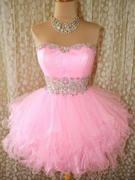 Custom Made Pink Puffy Short Prom Gown, Pink Prom Dresses, Formal Dresses, Homecoming/Graduation Dress