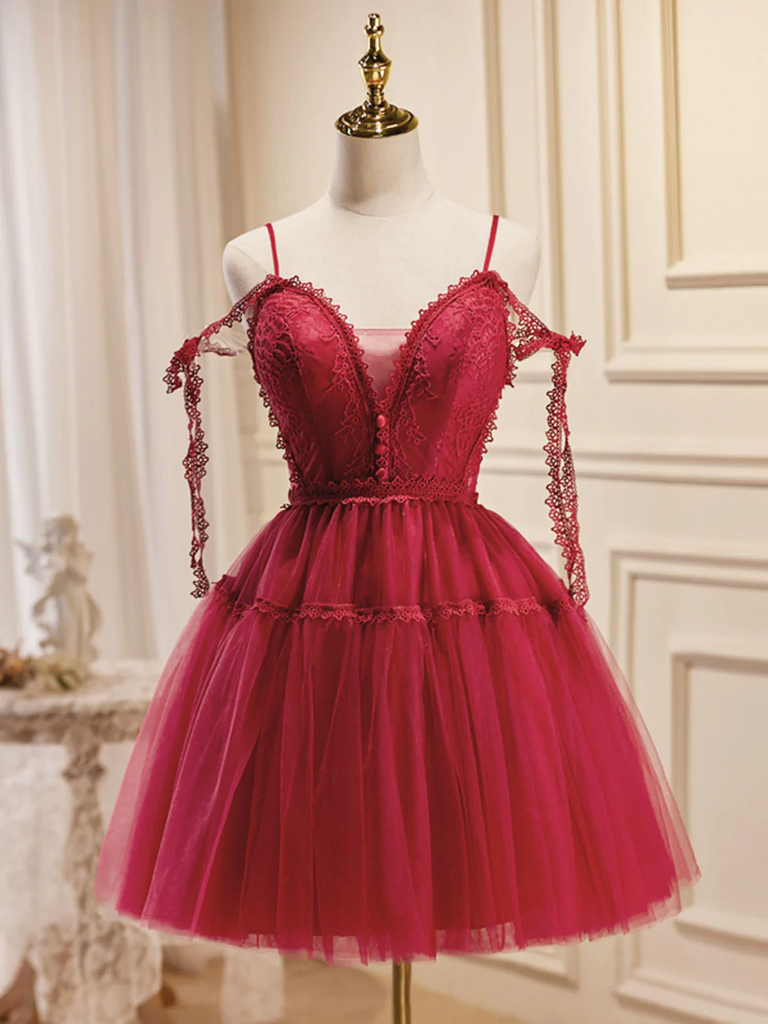 A Line Burgundy Lace Short Prom Dress, Burgundy Homecoming Dresses morievent A Line Burgundy Lace Short Prom Dress, Burgundy Homecoming Dresses morievent