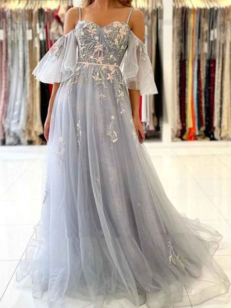 Off the Shoulder Floral Prom Dresses, Off Shoulder Long Flower Formal morievent Off the Shoulder Floral Prom Dresses, Off Shoulder Long Flower Formal morievent
