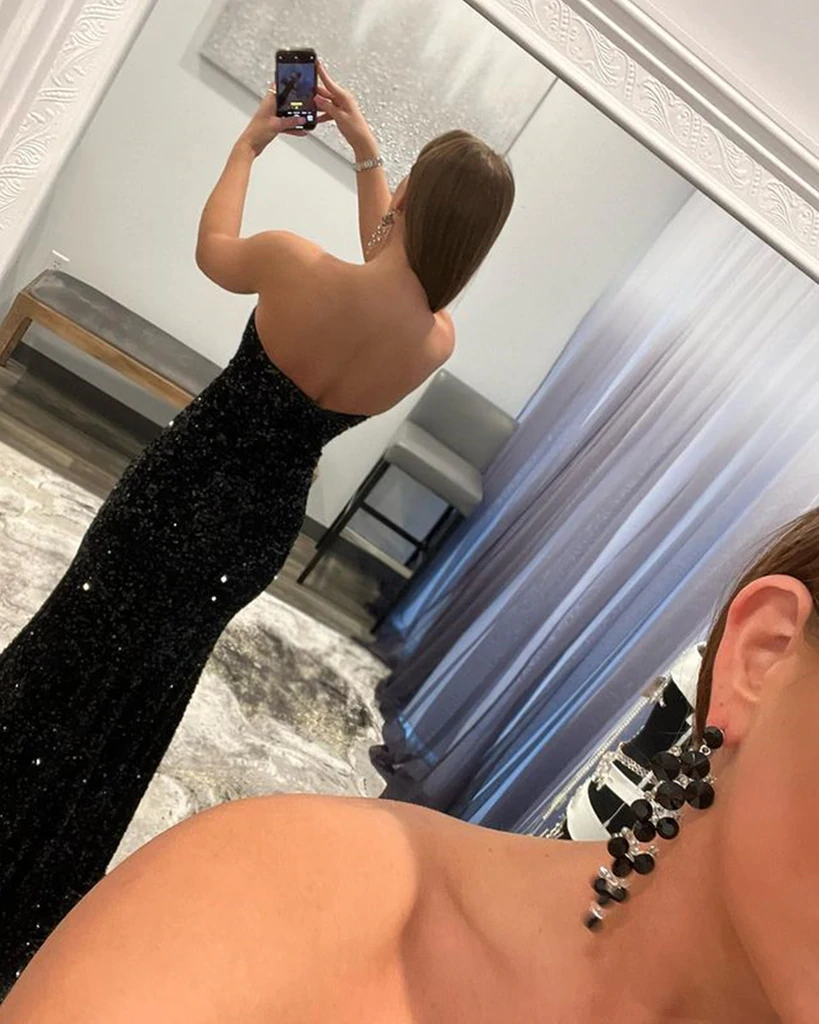 Shiny Strapless Black Prom Dresses, Black Formal Graduation Dresses morievent Shiny Strapless Black Prom Dresses, Black Formal Graduation Dresses morievent